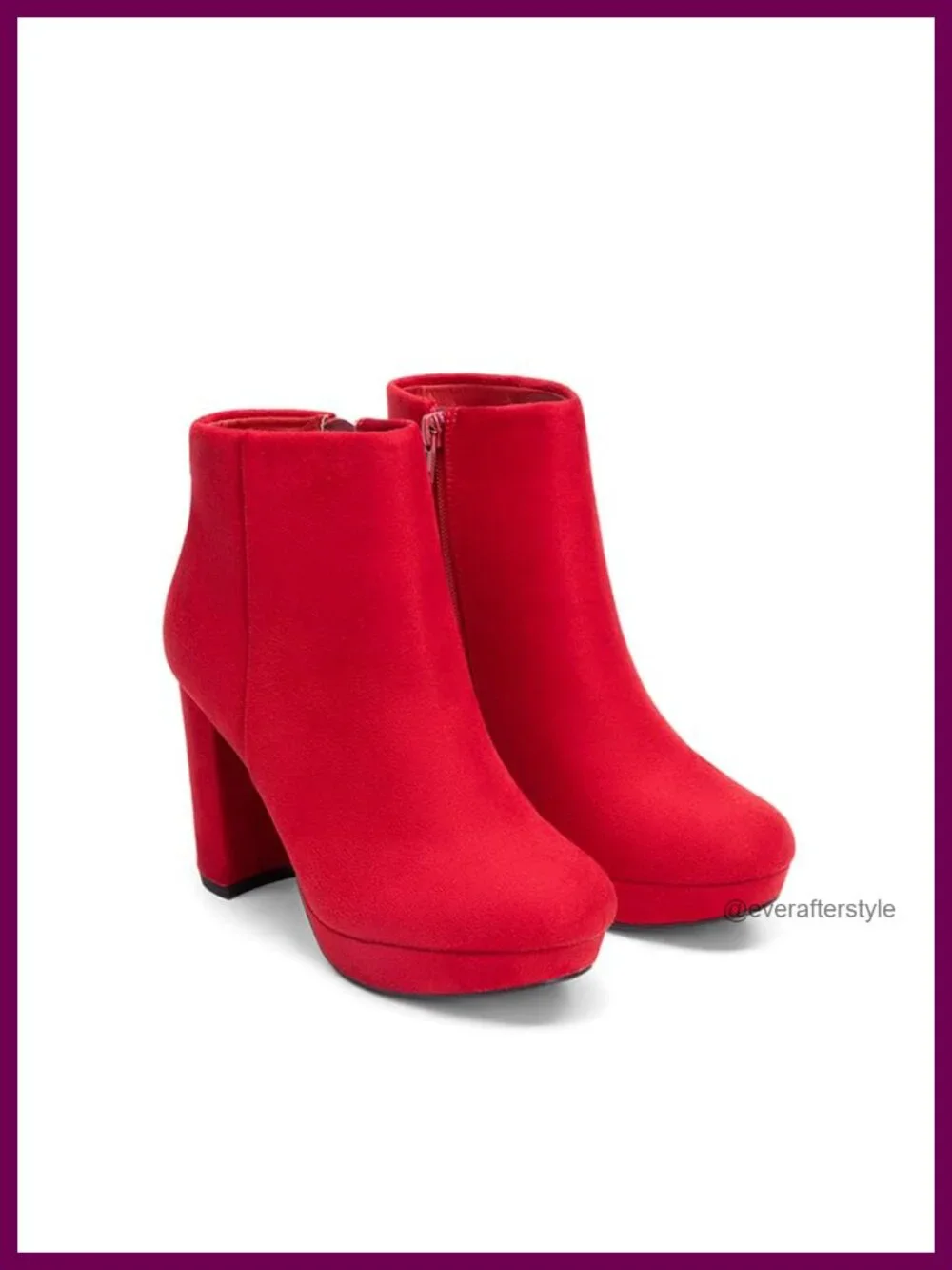 Round Toe Block Heel Ankle Boots with Zipper Closure